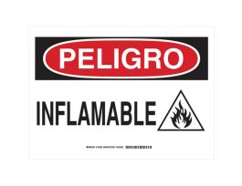 PELIGRO Inflamable Sign, 7" H x 10" W x 0.006" D, Polyester