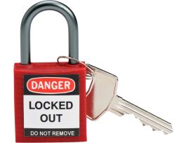 Compact Key Retaining Nylon Padlock 1 in Aluminum Shackle KD Red