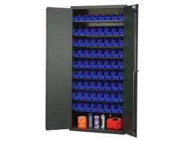 CABINET W/72 BLUE BINS STEEL 36X18X78IN