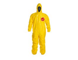 Tychem® 2000 Coverall, Hood, Elastic Wrists and Ankles, Storm Flap, Taped Seams, 4/CS, Yellow