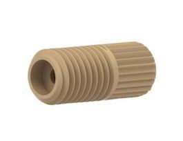 Super Flangeless Nut, Headless, Short, Natural PEEK, 1/32" or 1/16" OD Tubing, 1/4-28 Flat Bottom; 1/EA