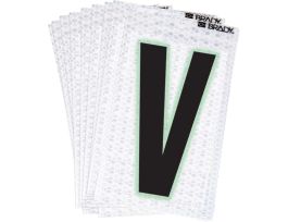 Glow in the Dark 2 in Black, Green Glow on Silver Letter V 10/PK