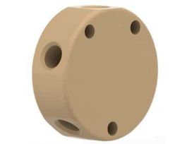 Low-Pressure Manifold Body, Natural PEEK, 7 Port, 0.040" Bore, 1/16" OD Tubing, 1/4-28 Flat Bottom; 1/EA
