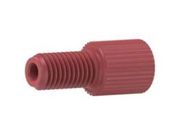 Flangeless Male Nut, Standard Knurl, Red ETFE, 1/16" OD Tubing, 1/4-28 Flat-Bottom; 1/EA