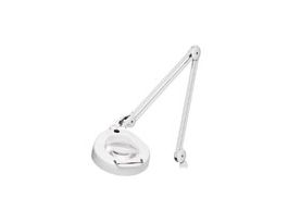 Circular Illuminated Magnifier, 5" Dia, 2.25x Mag, 5 Diopters, White; Std Base