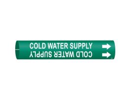 Cold Water Supply Pipe Marker, 2" H x 2" W, Fits Pipes 2.5" Dia. Thru 3.875" Dia.