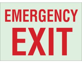 BradyGlo Emergency Exit Sign, 10" H x 14" W x 0.063" D, Red on Glow, Polystyrene