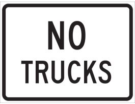 No Trucks Sign, 18" H x 24" W x 0.090" D, Aluminum