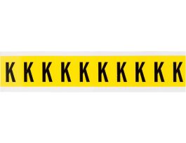 Repositionable Vinyl 1 in Black on Yellow, Letters K Card of 10 Labels