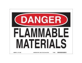 DANGER Flammable Materials Sign, 10" H x 14" W x 0.06" D, Polystyrene