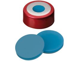 Red Aluminum/Stainless Steel Magnetic Crimp Cap, 20 mm Dia., Silicone/PTFE Septum w/8 mm Hole; 1000/pk