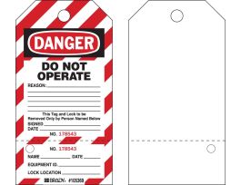 Tags DO NOT OPERATE Paper 5.75 x 3  Black, Red on White 25/PK