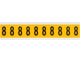 Outdoor Vinyl 1 in Black on Yellow Numbers 8 Card of 10 Labels