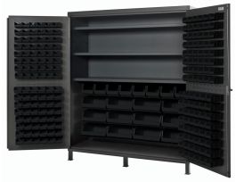 CABINET W/BLACK BIN AND SHELVES STL 72IN