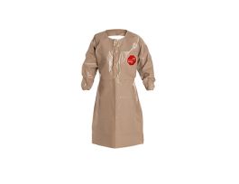 Tychem® 5000 Sleeved Apron, Elastic Wrists, 44" Long, Taped Seams, 6/CS, Tan