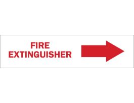 Fire Extinguisher Sign, 3.5" H x 14" W x 0.006" D, Red on White, Polyester, Arrow Direction: Right