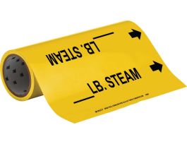 Roll Form Pipe Marker: _____LB STEAM, 30' H x 12" W, Roll of 30', Fits Pipes, 2.5" Dia. Thru 6" Dia.