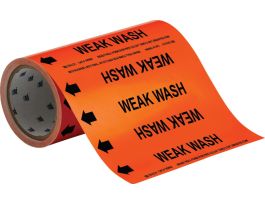 Weak Wash Pipe Marker, 30' H x 8" W, Roll of 30', Fits Pipes 2" Dia. or Smaller