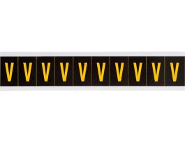 Outdoor Vinyl 1 in Yellow on Black Letters V Card of 10 Labels