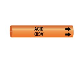 Snap-On Pipe Marker: ACID, Fits Pipes 1.5" Dia. Thru 2.375" Dia.