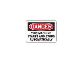Sign, Danger-This Equipment Starts/Stops Automatically, 7x10", Plastic; 1/Pk