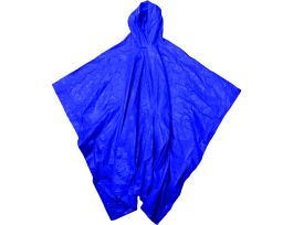 Waterproof Poncho with Hood, PVC .10mm, Blue