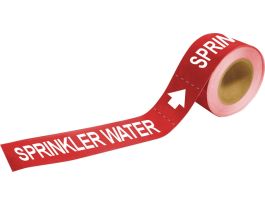 Self-Adhesive Pipe Marker: SPRINKLER WATER1" H x 8" W, Roll of 25 Each, Fits Pipes 1.5" Dia. Thru 2" Dia.