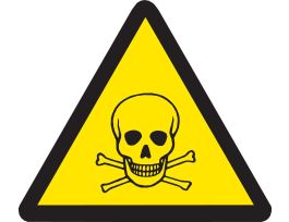 Warning Labels: Vinyl, Black on Yellow, 2" H x 2" W, Toxic Material