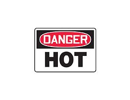 Safety Sign, Danger - Hot, 10" x 14", Adhesive Vinyl