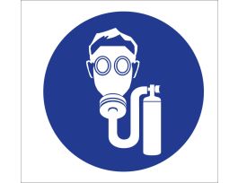 Air Respirator Symbol Labels, 0.75" H x 0.75" W x 0.004" D, Card of 36 Labels, Blue on White