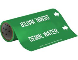 Demin Water Pipe Marker, 30' H x 12" W, Roll of 30', Fits Pipes, 2.5" Dia. Thru 6" Dia.