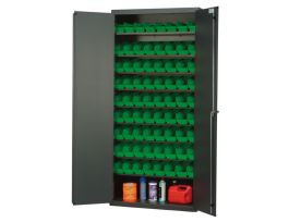 CABINET W/72 GREEN BINS STEEL 36X18X78IN