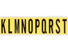 Repositionable Vinyl 2 in Black on Yellow, Letters K to T Card of 10 Labels