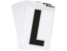 Glow in the Dark 2 in Black, Green Glow on Silver Letter L 10/PK
