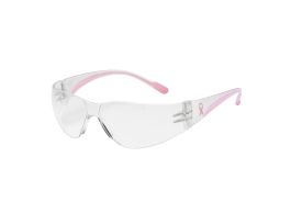 Eva® Petite Rimless Safety Glasses with Clear / Pink Temple, Clear Lens and Anti-Scratch Coating