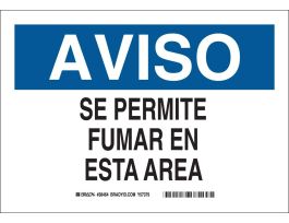 AVISO Se Permite Fumar En Esta Area Sign, 10" H x 14" W x 0.035" D, Aluminum