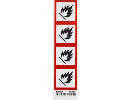 GHS Flammable Picto Labels: Paper, Black/Red on White, 2" H x 2" W