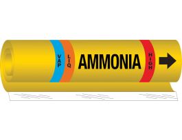 BLANK LIQ/VAP AMMONIA HIGH Pipe Marker, 9" H x 8" W, Fits Pipes 1.5" Dia. Thru 2.375" Dia.