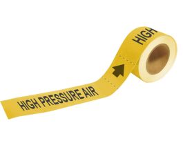 Self-Adhesive Pipe Marker: HIGH PRESSURE AIR, 2" H x 12" W, Roll of 25 Each, Fits Pipes 2.5" Dia. Thru 6" Dia.