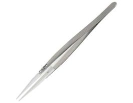 Sterile Stainless Steel Tweezers with Ceramic Flat Duckbill Tip, 14 cm