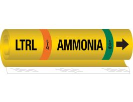 LTRL LIQ AMMONIA LOW Pipe Marker, 9" H x 8" W, Fits Pipes 1.5" Dia. Thru 2.375" Dia.