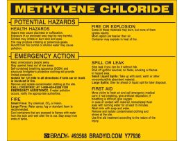 METHYLENE CHLORIDE (DICHLOROMETHANE) Labels, 3.5" H x 4.5" W x 0.005" D, Black on Yellow