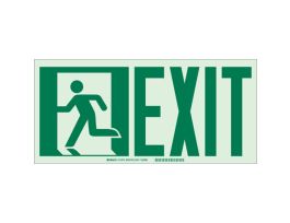 BradyGlo NYC Approved Exit With Running Man Sign, 5" H x 14" W x 0.045" D