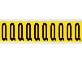 Repositionable Vinyl 2 in Black on Yellow, Letters Q Card of 10 Labels