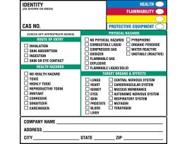 Haz-Com Labels, 5" H x 5" W x 0.0038" D, Paper