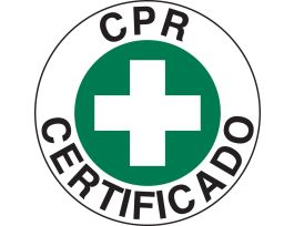 Hard Hat Emblems, CPR Certificado, 2" Dia x 0.004" D, Card of 4 Labels, Black/Green on White