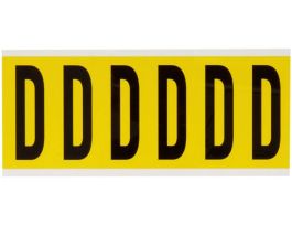 Repositionable Vinyl 3 in Black on Yellow, Letters D Card of 6 Labels