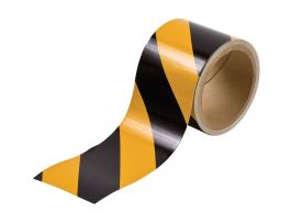 Marking Tape Roll - Reflective Vinyl, Diagonal Stripes, Black on Yellow, 3"x 5 Yds