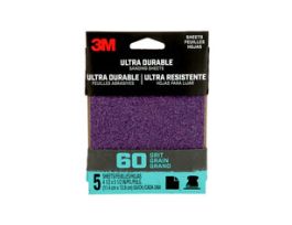 3M™ Ultra Durable Power Sanding 1/4 Sheet, 60 grit, 1/4Sht5pk60, 5 pk, 20/case