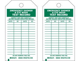 Test Record EMERGENCY SHOWER & EYEWASH TEST RECORD Polyester 5.75x3  GN/WH 10/PK